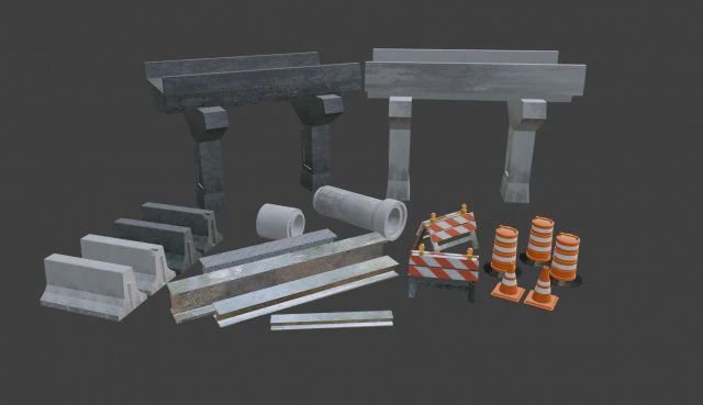 street asset pack low-poly 3D Model .c4d .max .obj .3ds .fbx .stl .blend