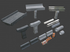 street asset pack low-poly 3D Model