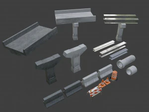 street asset pack low-poly 3D Model