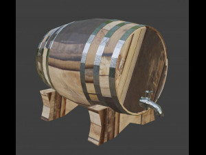 wine barrels and half barrel buckets - lowpoly Modelo 3D