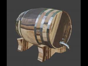 wine barrels and half barrel buckets - lowpoly 3D Model