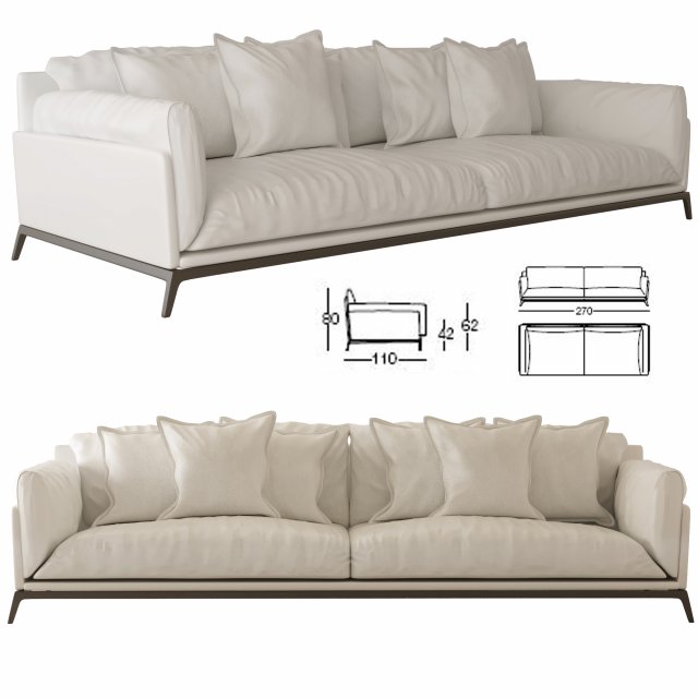 faubourg sofa 3D Model .c4d .max .obj .3ds .fbx .stl .blend 