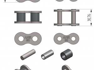 standard roller chain - ansi 80 asa 80 3D Model