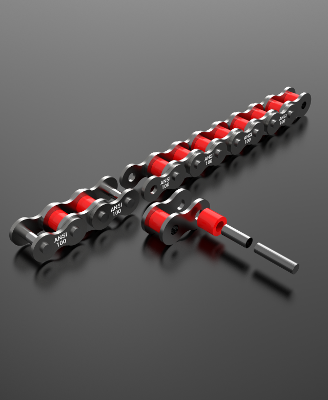 standard roller chain - ansi 100 asa 100 Model 3D .c4d .max .obj .3ds .fbx .stl .blend 