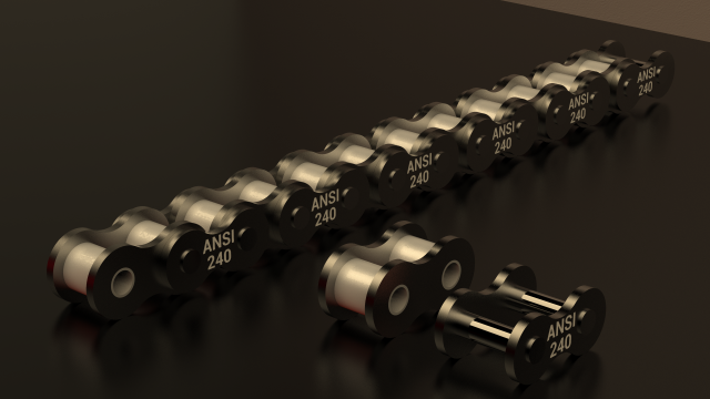 standard roller chain - ansi 240 Modelo 3D .c4d .max .obj .3ds .fbx .stl .blend 