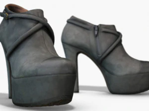 female leather short boots - photoscanned pbr 3D Model