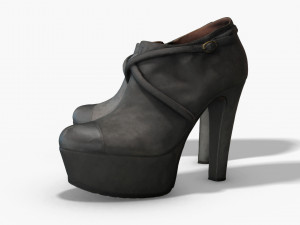 female leather short boots - photoscanned pbr Model 3D
