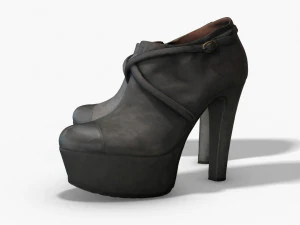 botas curtas femininas de couro - photoscanned pbr Modelo 3D