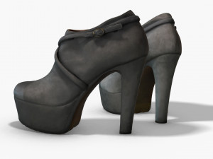 female leather short boots - photoscanned pbr Model 3D