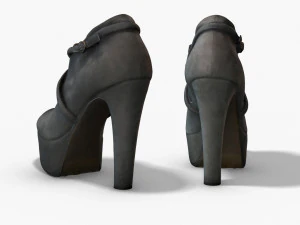 botas curtas femininas de couro - photoscanned pbr Modelo 3D