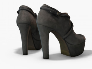 female leather short boots - photoscanned pbr Model 3D