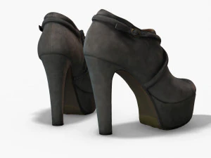 botas curtas femininas de couro - photoscanned pbr Modelo 3D