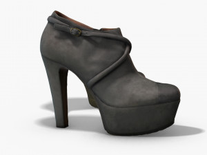 female leather short boots - photoscanned pbr Model 3D