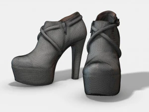 botas curtas femininas de couro - photoscanned pbr Modelo 3D