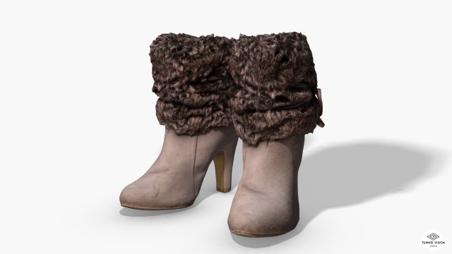 fur trim heel boots - photoscanned pbr Modèle 3D .c4d .max .obj .3ds .fbx .stl .blend 