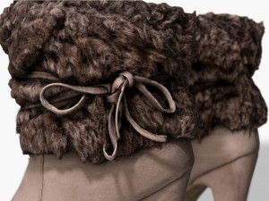 fur trim heel boots - photoscanned pbr Modèle 3D