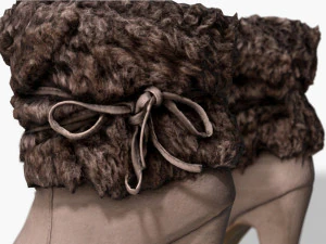 fur trim heel boots - photoscanned pbr 3D Model