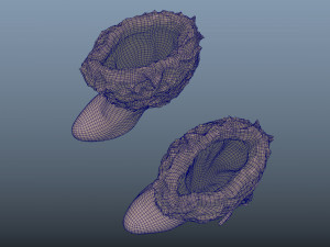 fur trim heel boots - photoscanned pbr Modèle 3D