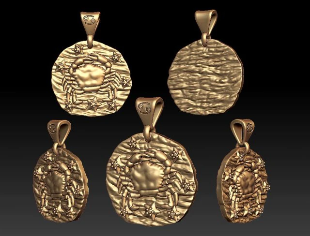 horoscope cancer pendant 3D Print Model .c4d .max .obj .3ds .fbx .stl .blend 