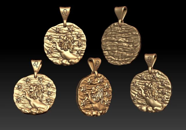 horoscope lion pendant 3D Print Model .c4d .max .obj .3ds .fbx .stl .blend