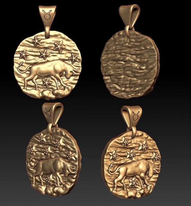 horoscope taurus pendant Modello di stampa 3D .c4d .max .obj .3ds .fbx .stl .blend 