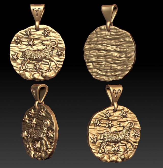 horoscope aries pendant 3D Print Model .c4d .max .obj .3ds .fbx .stl .blend 
