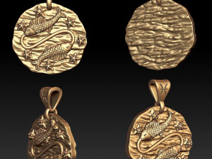 horoscope pisces pendant Modelo de Impressão 3D