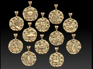 horoscope pendant set 3D Print Model