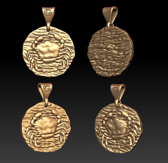 horoscope cancer pendant 3D Print Model .c4d .max .obj .3ds .fbx .stl .blend