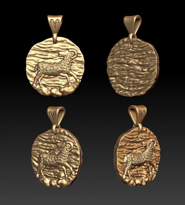 horoscope aries pendant 3D Print Model .c4d .max .obj .3ds .fbx .stl .blend