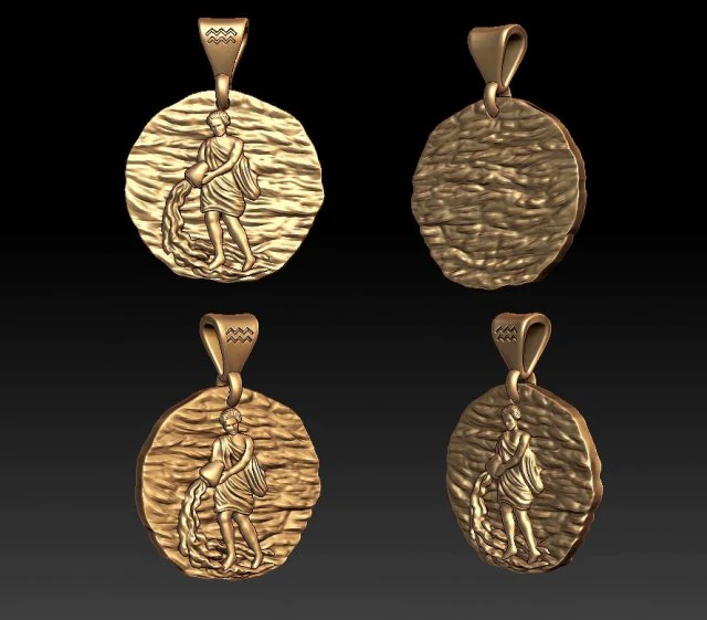 horoscope aquarius pendant 3D Print Model .c4d .max .obj .3ds .fbx .stl .blend 