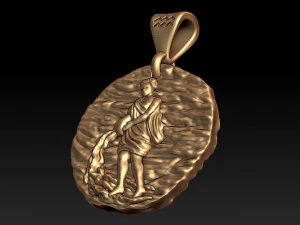 horoscope aquarius pendant 3D Print Model