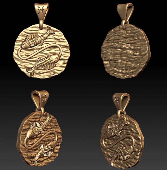 horoscope pisces pendant 3D Принт Модель .c4d .max .obj .3ds .fbx .stl .blend 
