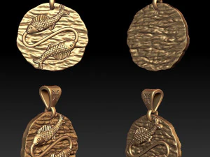 horoskopowy wisiorek z rybami Model do druku 3D