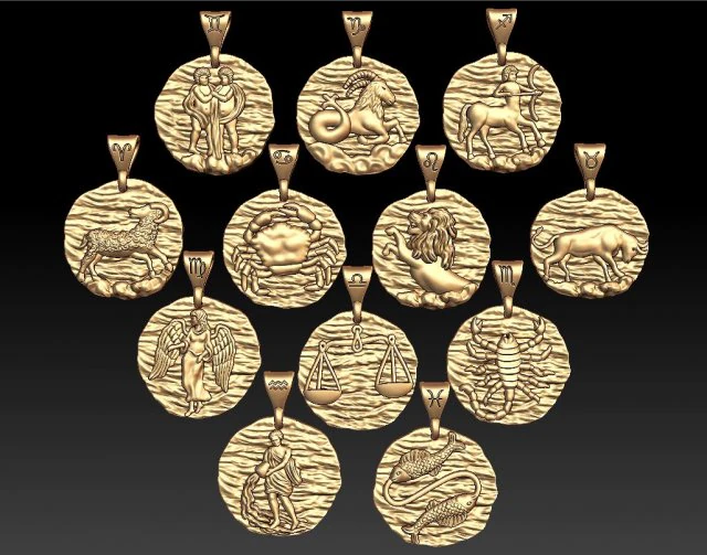 horoscope pendant set 3D Print Model .c4d .max .obj .3ds .fbx .stl .blend