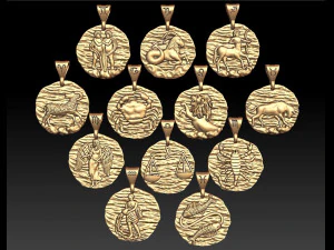 set di ciondoli oroscopo Modello di stampa 3D