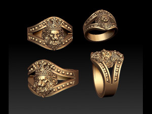 lion ring with crown 3D Print Model