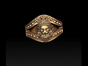 lion ring with crown 3D Print Model