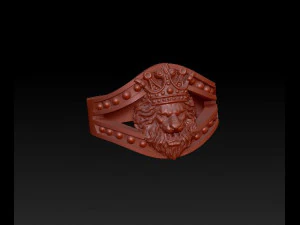 lion ring with crown 3D Print Model