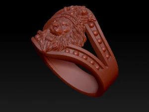 lion ring with crown 3D Print Model