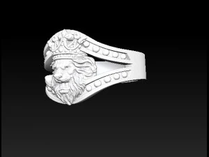 lion ring with crown 3D Print Model