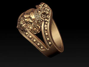 lion ring with crown 3D Print Model