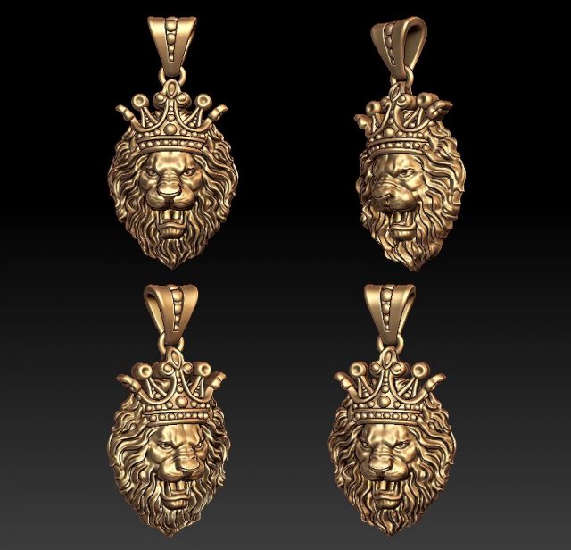lion pendant crown 3D-Druckmodell .c4d .max .obj .3ds .fbx .stl .blend 