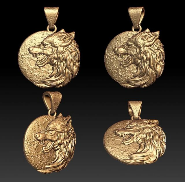 wolf pendant 3D Print Model .c4d .max .obj .3ds .fbx .stl .blend 