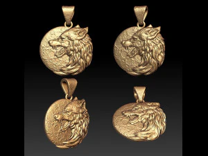 liontin serigala Model Cetak 3D