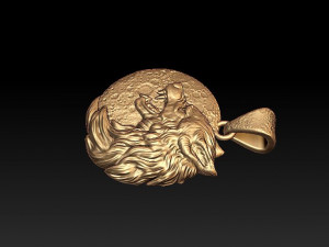 wolf pendant Model Cetak 3D