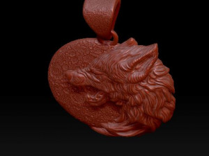 wolf pendant Model Cetak 3D