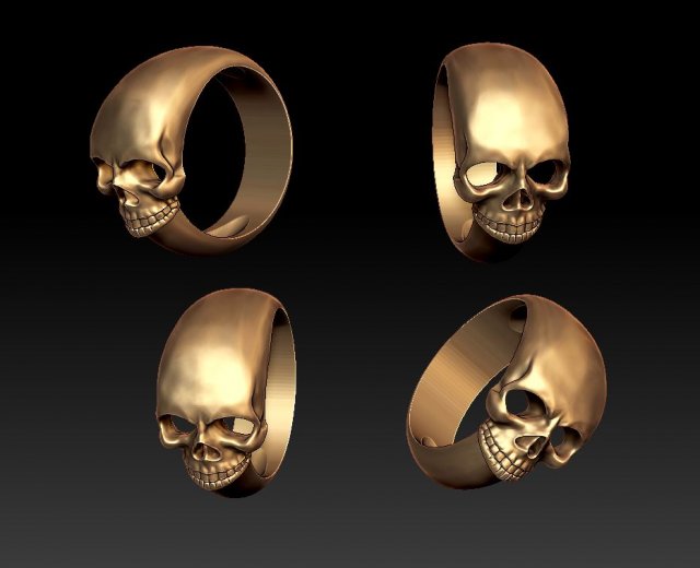 skull ring 3Dプリントモデル .c4d .max .obj .3ds .fbx .stl .blend 