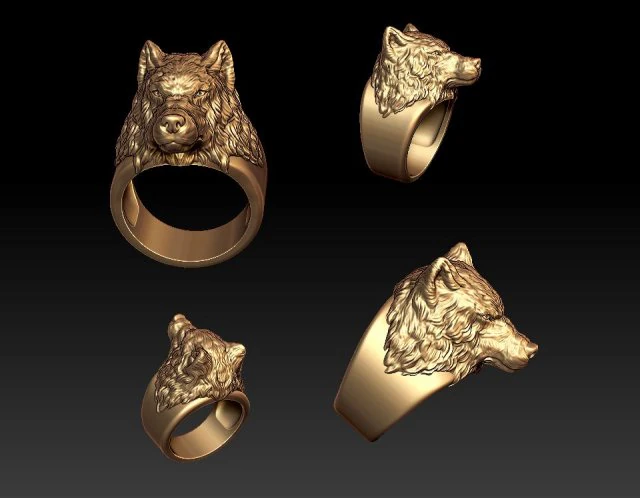 wolf ring 3D Print Model .c4d .max .obj .3ds .fbx .stl .blend 