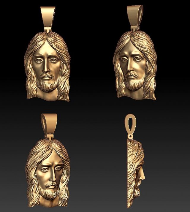 jesus head pendant 3Dプリントモデル .c4d .max .obj .3ds .fbx .stl .blend 